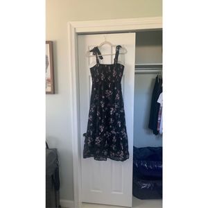 Lulus black floral midi dress